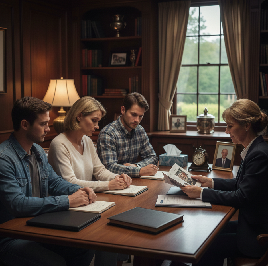 A family making arrangements